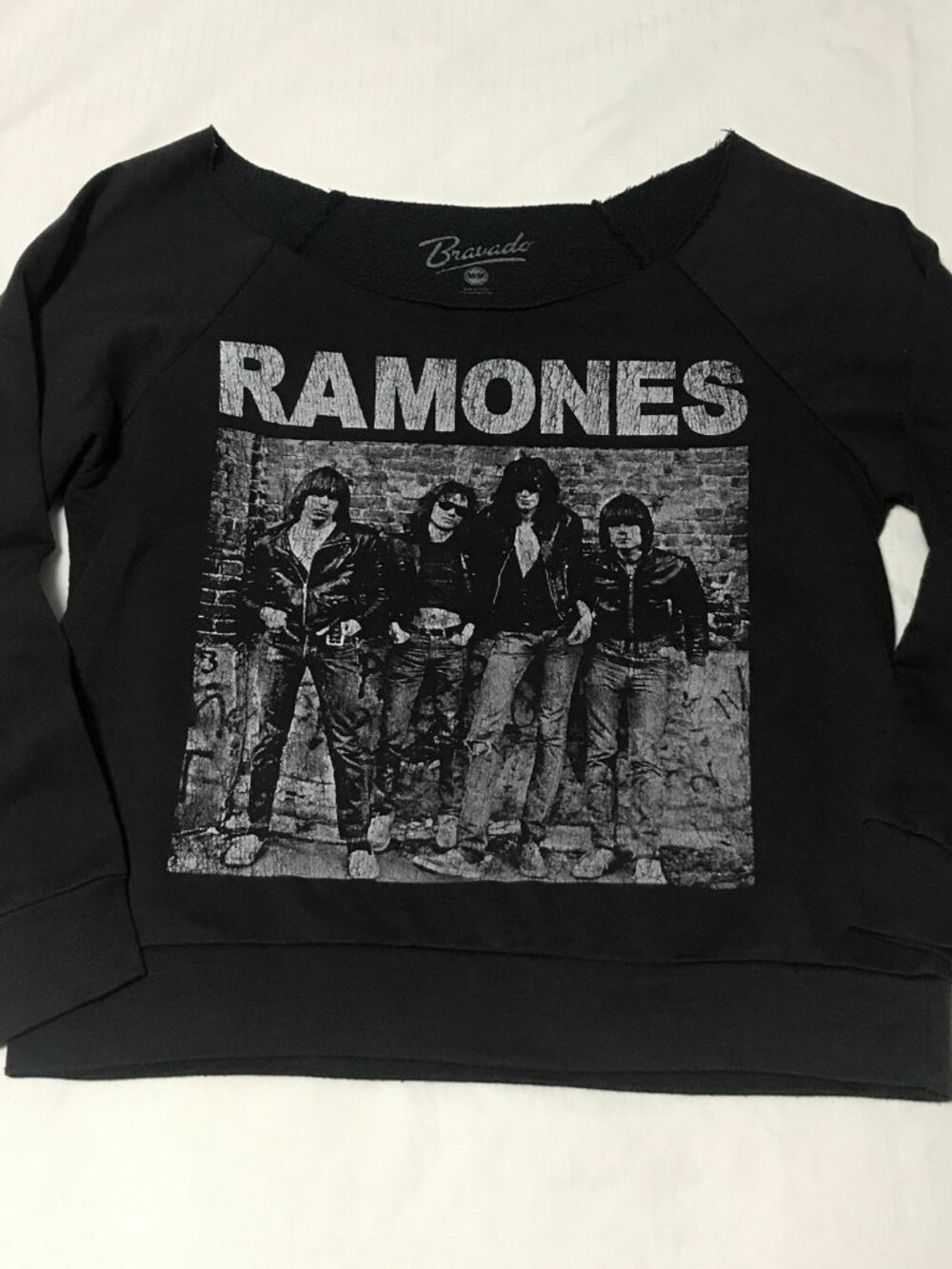 The Ramones Bravado Y2K Punk Rock Raw Neckline Sweater Top MEDIUM